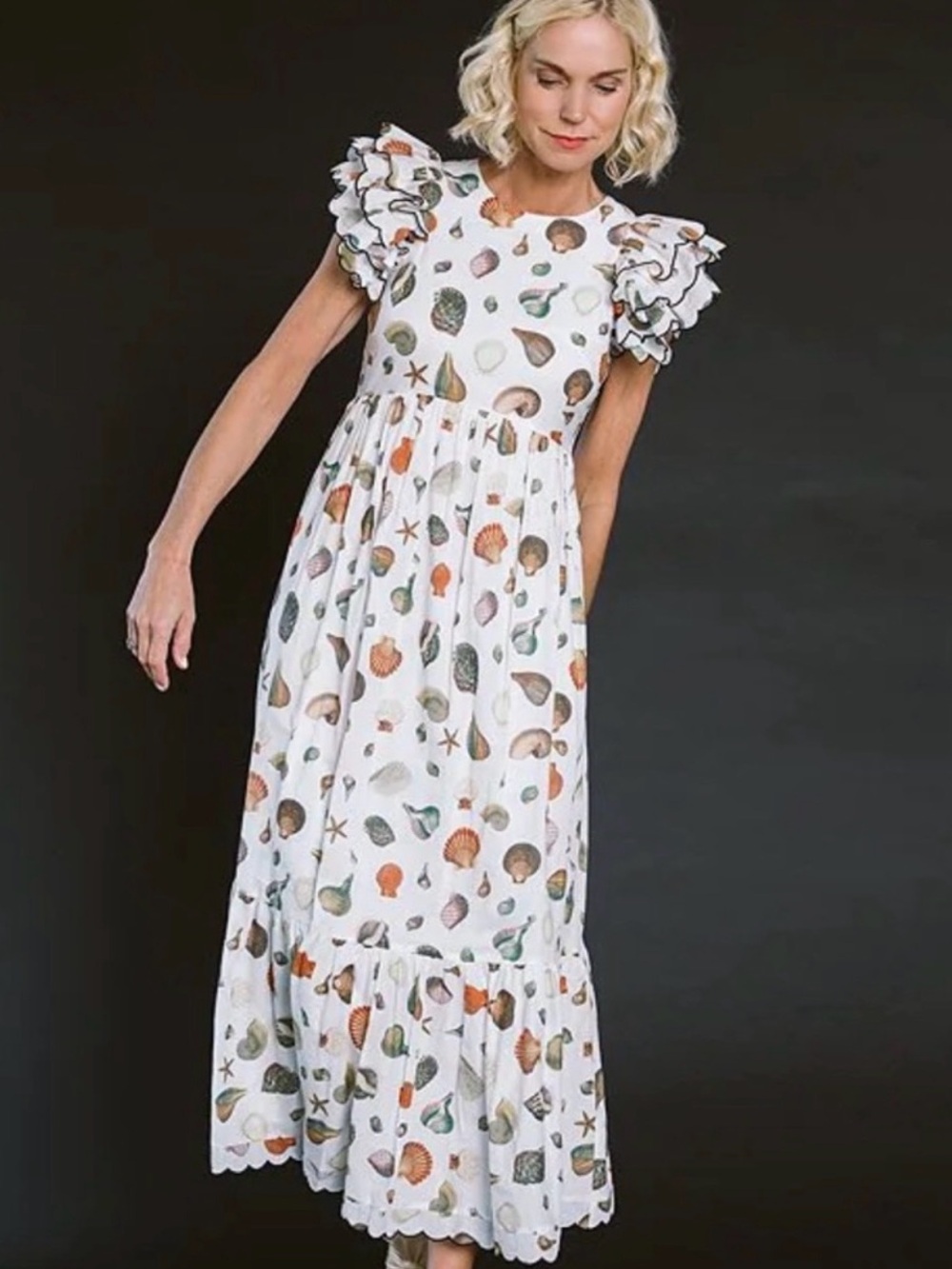 Antonio Melani x Jennifer Sumko Capri Ruffle Sleeve Dress in Shell, Size 8